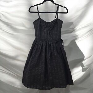 Max Studio‎ Black Floral Fit & Flare Cotton Dress Sleeveless Woman 4 Goth Core
